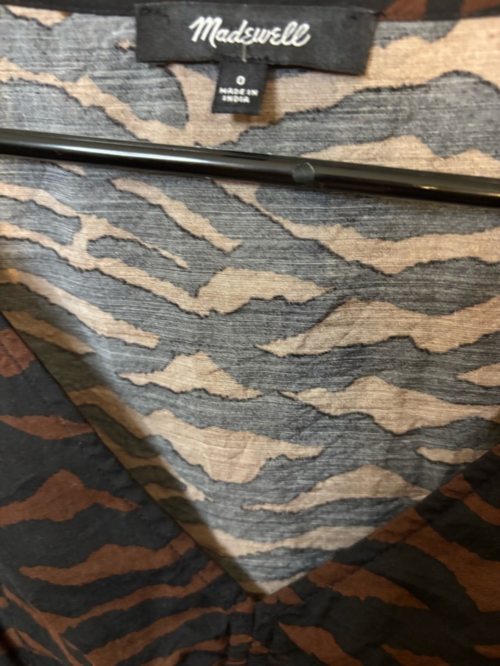 Madewell Brown and Black Tiger-Print V-Neck Mini Dress - Picture 6 of 8